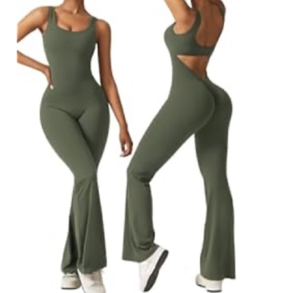 Women’s Olive Green Cutout Jumpsuit